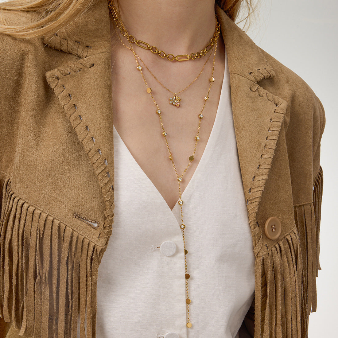 Gold Layered Insect Pendant Necklace Set - CZ Ladybug Dragonfly Statement Jewelry for Women