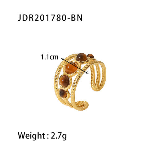 Tiger Eye Gold Ring Set - Multi-Style Boho Statement Rings for Women