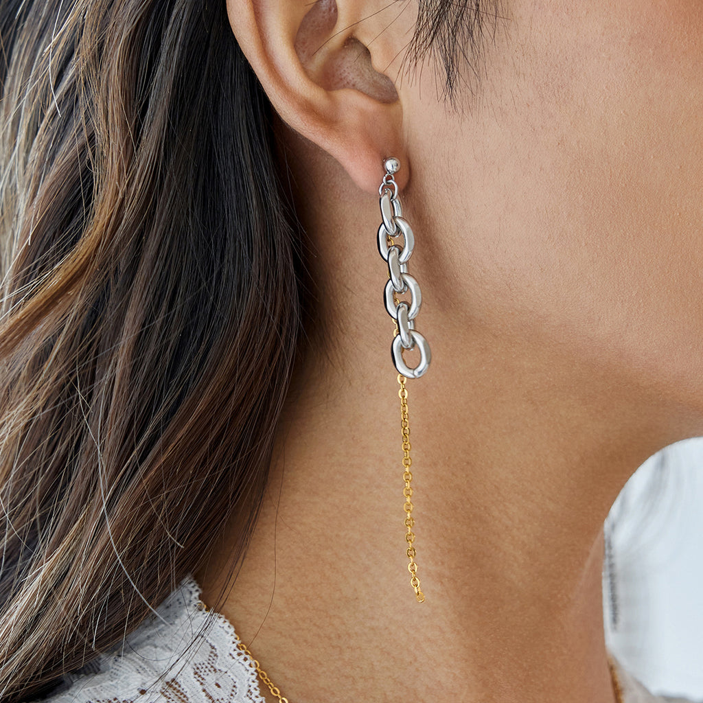 Gold Hoop Tassel CZ Dangle Earrings - Minimalist Long Chain Statement Jewelry for Women