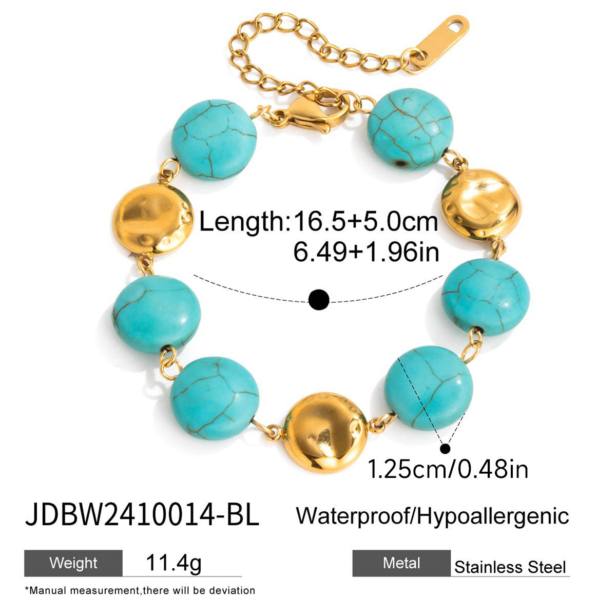 Turquoise & Gold Layered Boho Jewelry Set - Multi-Strand Bracelets (Chain/Beaded) & Statement Rings | Summer Casual Accessories for Women