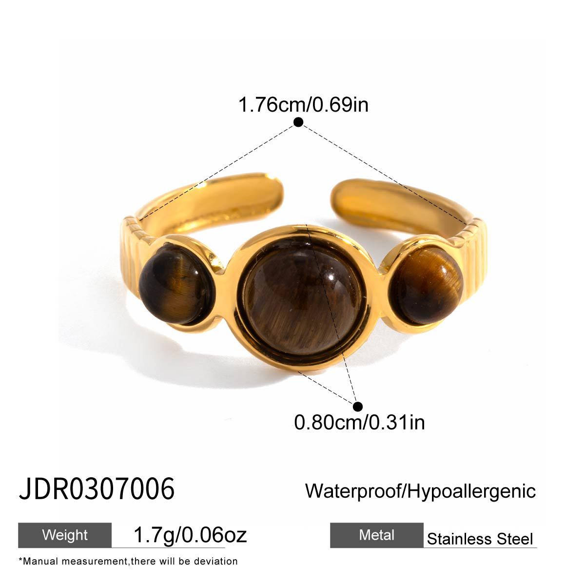 Tiger Eye Gold Ring Set - Multi-Style Boho Statement Rings for Women