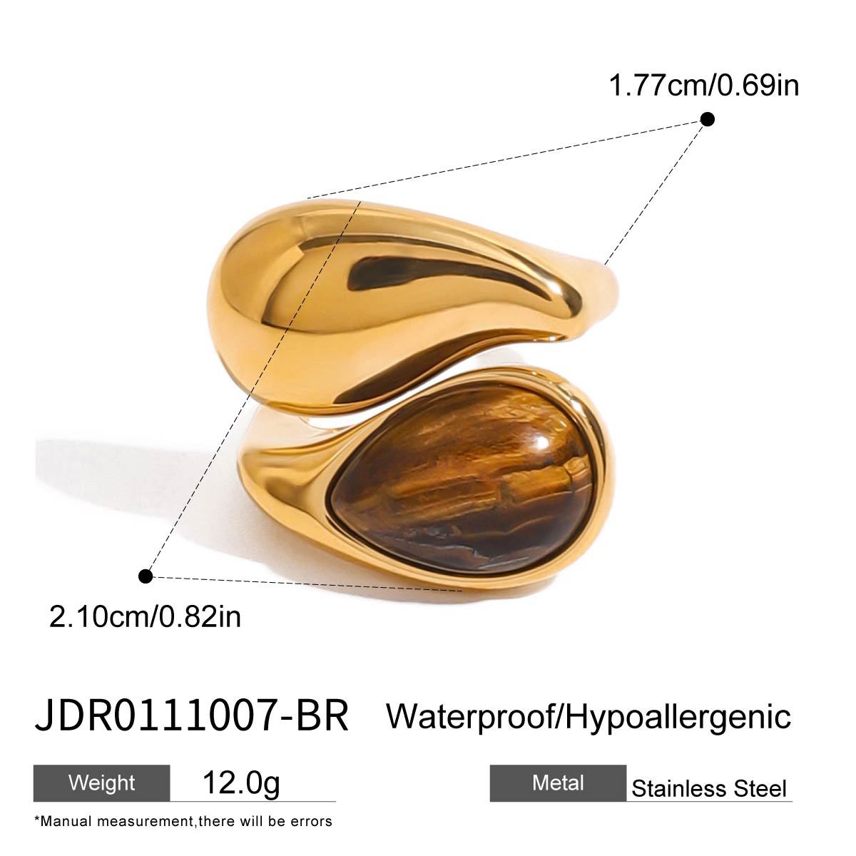 Tiger Eye Gold Ring Set - Multi-Style Boho Statement Rings for Women