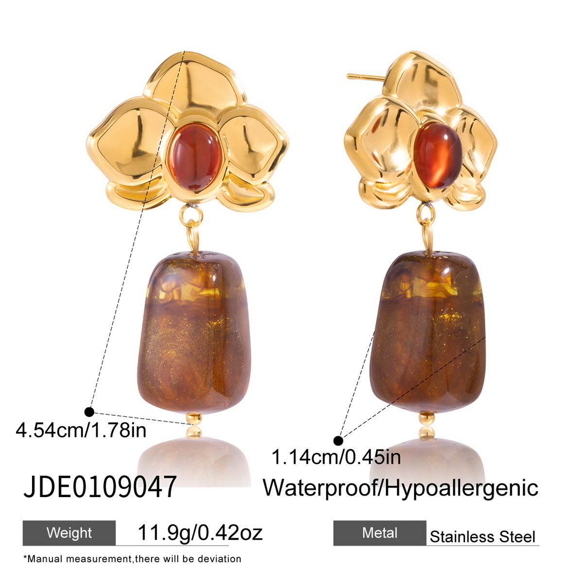 Vintage Gold & Resin Earring Set - Multi-Style Statement Earrings for Retro Fashion Enthusiasts