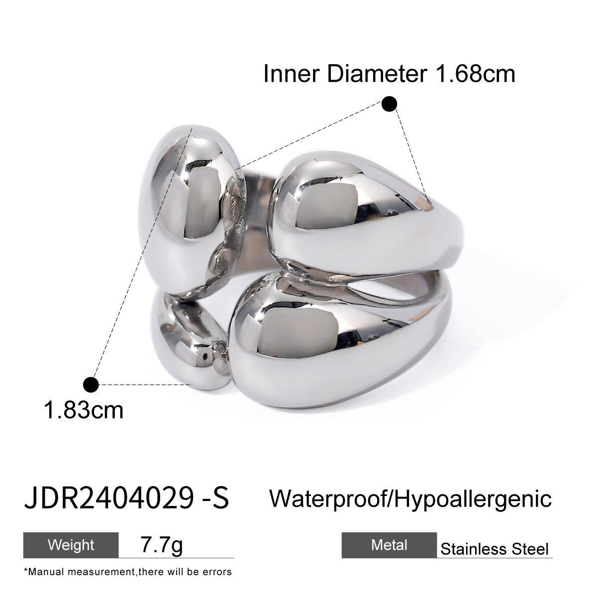 Sleek Silver Geometric Ring - Premium Titanium Steel Minimalist Statement Piece