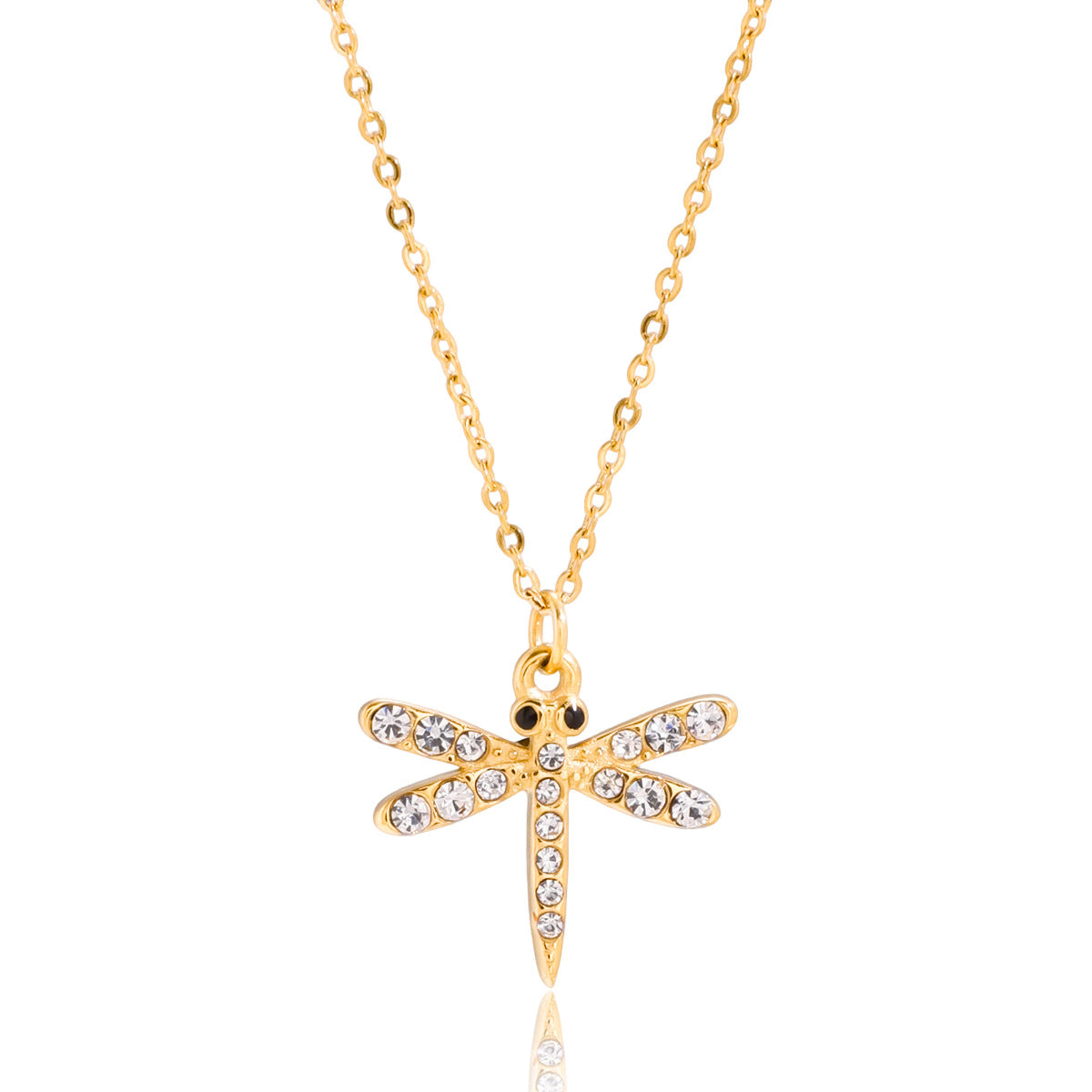 Gold Layered Insect Pendant Necklace Set - CZ Ladybug Dragonfly Statement Jewelry for Women