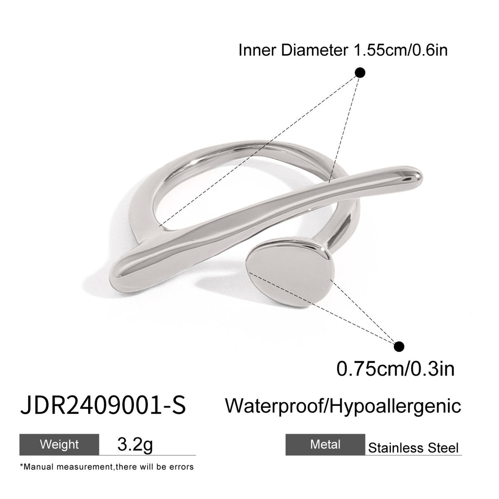 Minimalist Streamline Dot Open Rings Set - Gold/Silver Modern Sleek Statement Rings | Adjustable Daily Casual Jewelry for Women