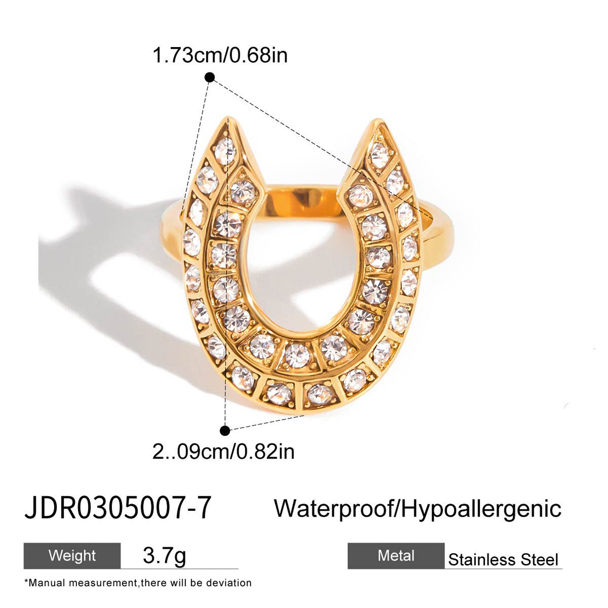 Gold Horseshoe Ring Set - Vintage Multi-Style Statement Rings with CZ & Mother-of-Pearl for Women