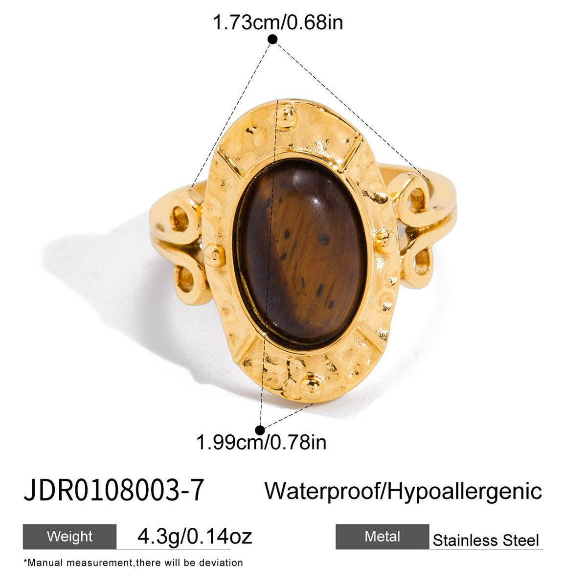 Tiger Eye Gold Ring Set - Multi-Style Boho Statement Rings for Women