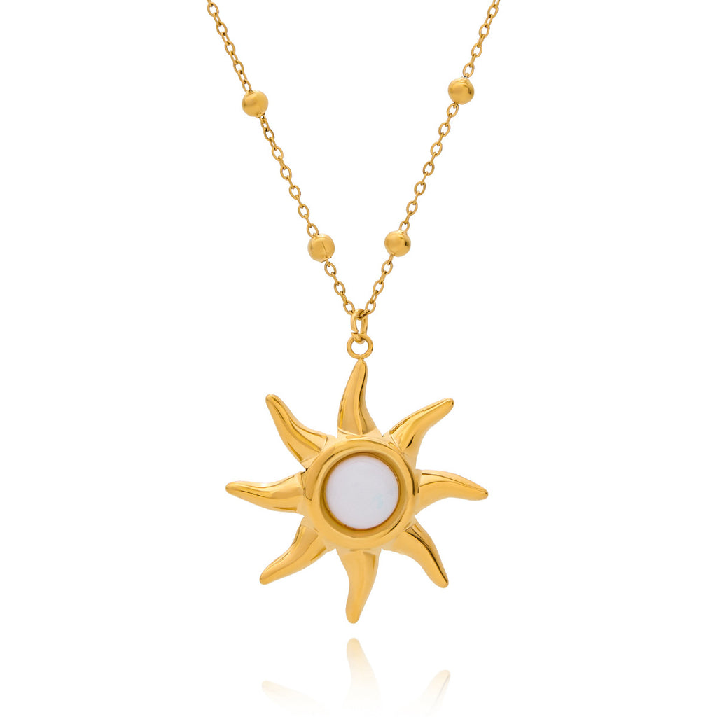 Gold Layered Celestial Necklace Set - Opal Sun/Star/Moon Charms Statement Jewelry for Women