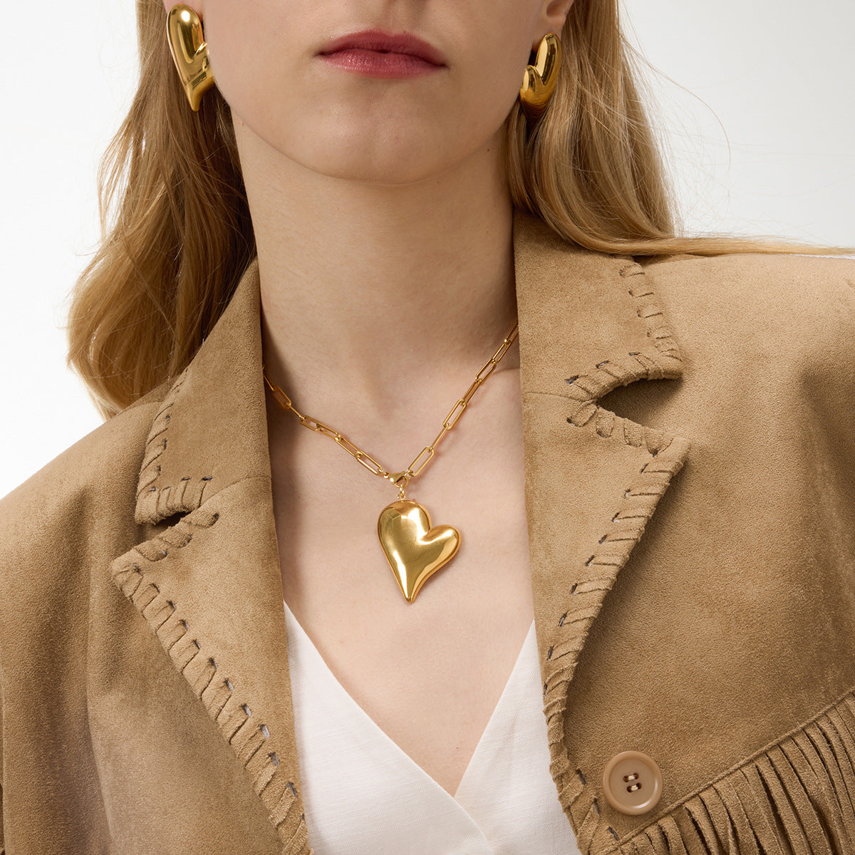 Gold Multi-Style Heart Pendant Necklace Set - CZ Gem Pearl Chain Statement Jewelry for Women