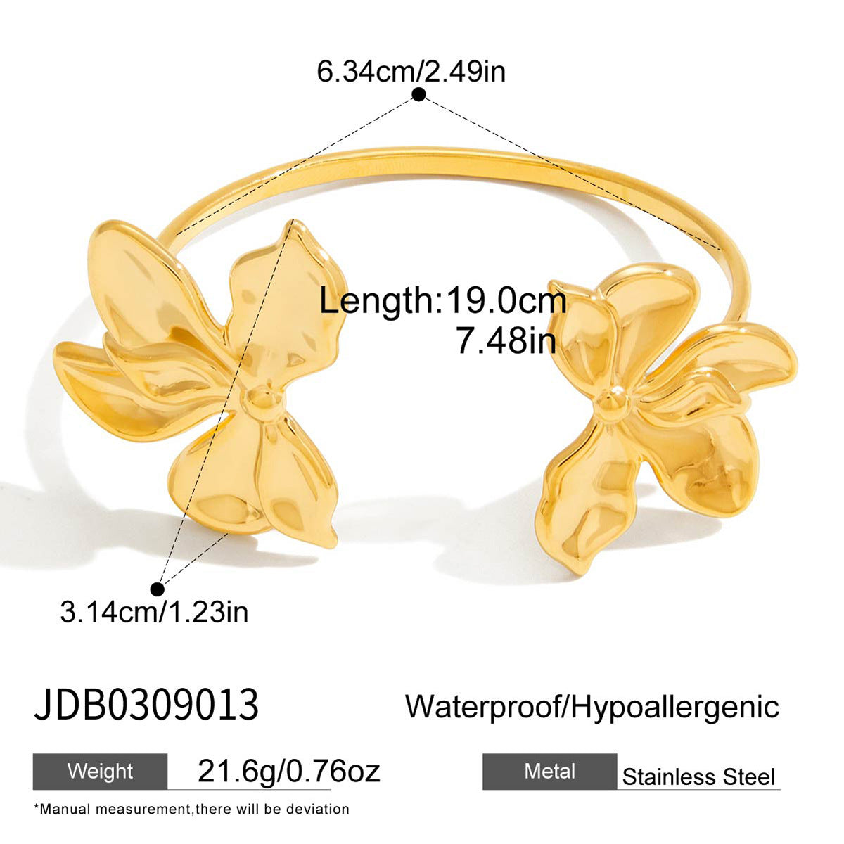 Gold Orchid Floral Statement Jewelry Set - Bold Sculpted Earrings & Ring for Women