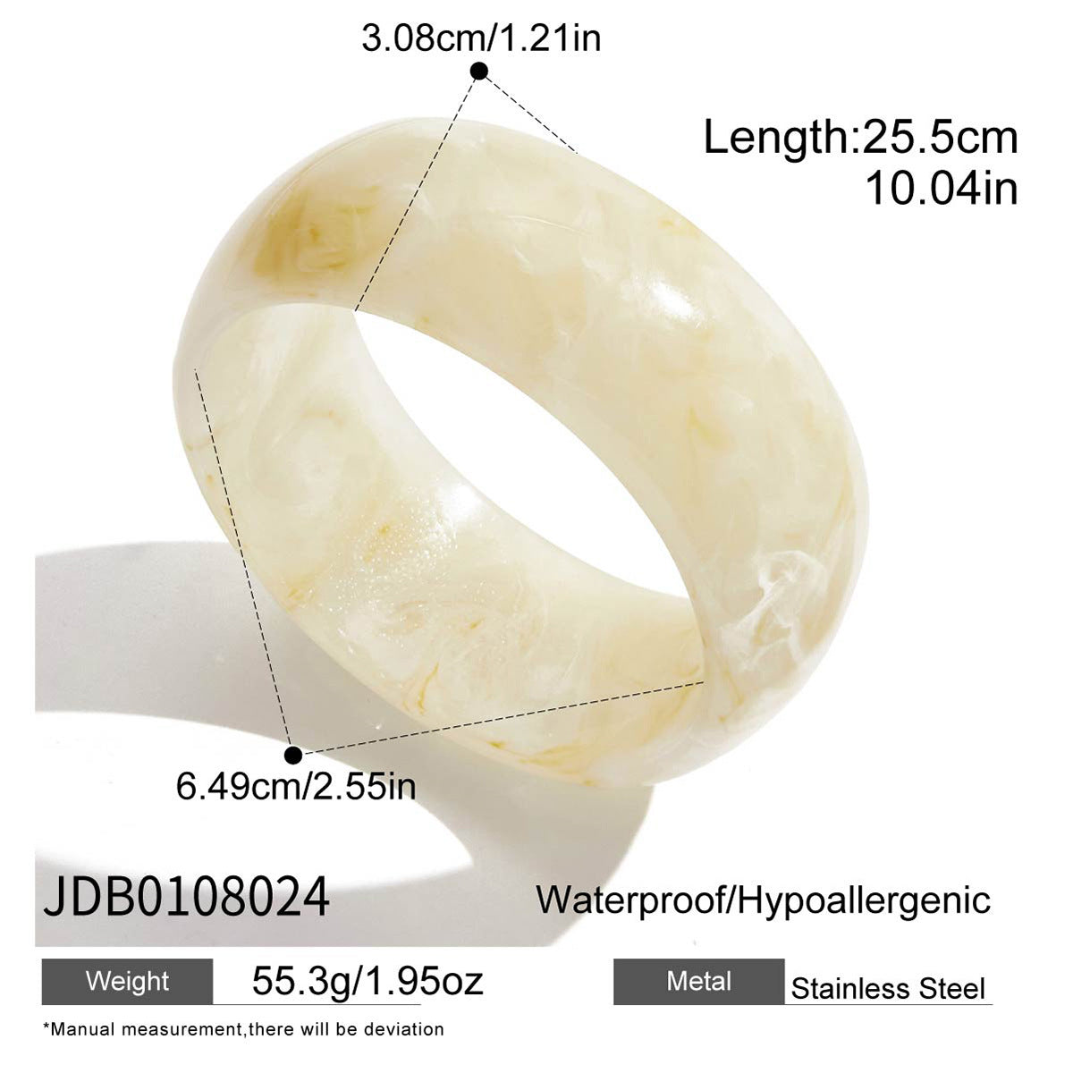 Chunky Tortoise Shell & Cream Resin Bangle Set -  Stackable Acrylic Bamboo Tube Bracelets with Gold Accents