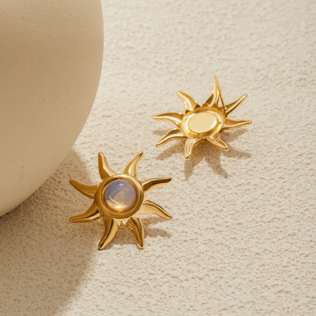 Gold Layered Celestial Necklace Set - Opal Sun/Star/Moon Charms Statement Jewelry for Women