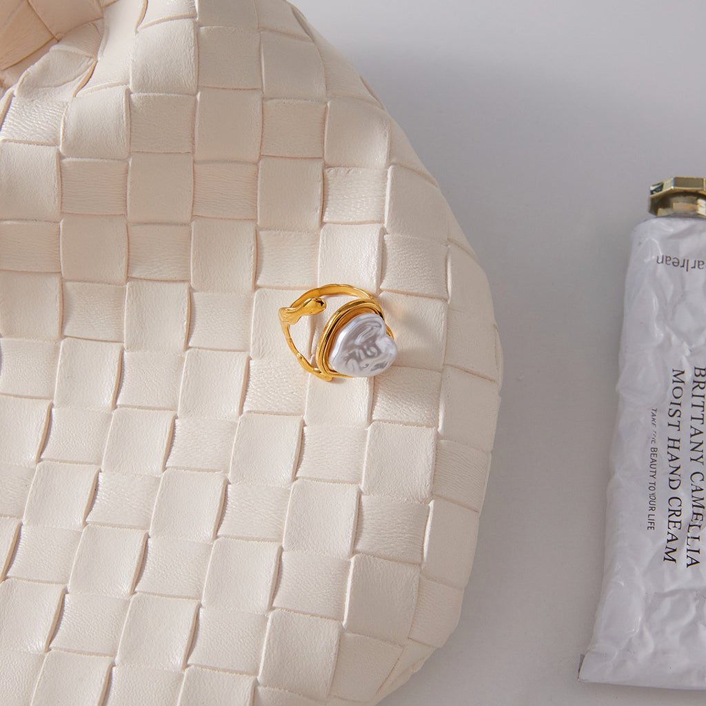 Gold Multi-Style Stackable Ring Set - Pearl/Shell/Flower/Heart/Rose Statement Jewelry for Women