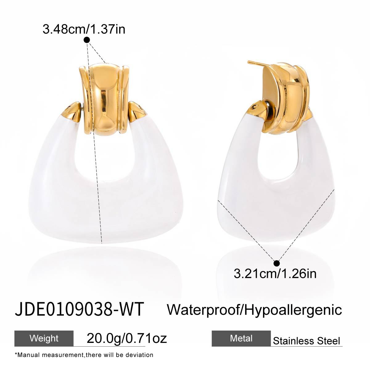 Gold Plated Geometric Statement Earrings - Black White Resin Vintage Bold Jewelry for Women