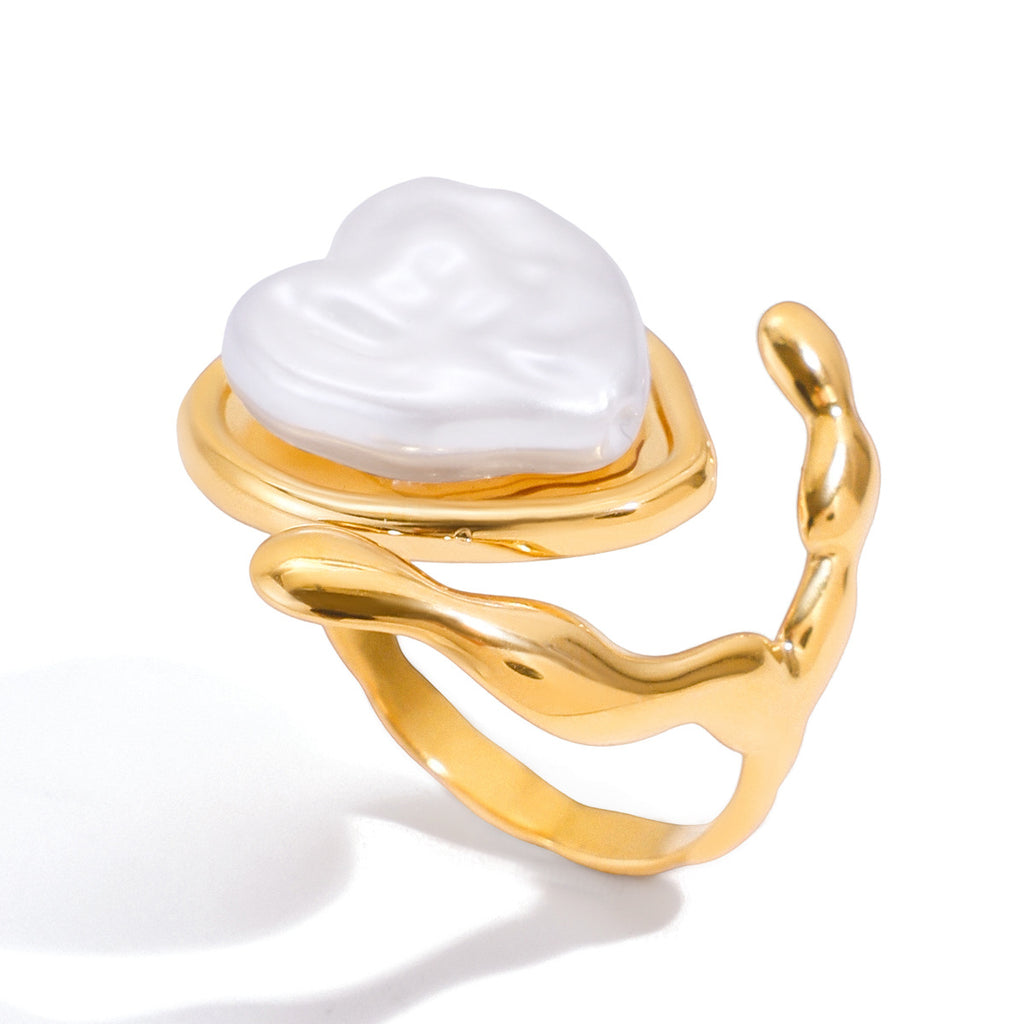 Gold Multi-Style Stackable Ring Set - Pearl/Shell/Flower/Heart/Rose Statement Jewelry for Women