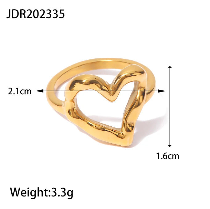 Bold INS-Style Chunky Statement Rings for Women | 18K Gold-Plated Stainless Steel Heart & Abstract Cocktail Rings | Trendy Luxury Fashion Jewelry for Daily Wear & Party Outfits (Assorted Eye-Catching Designs)