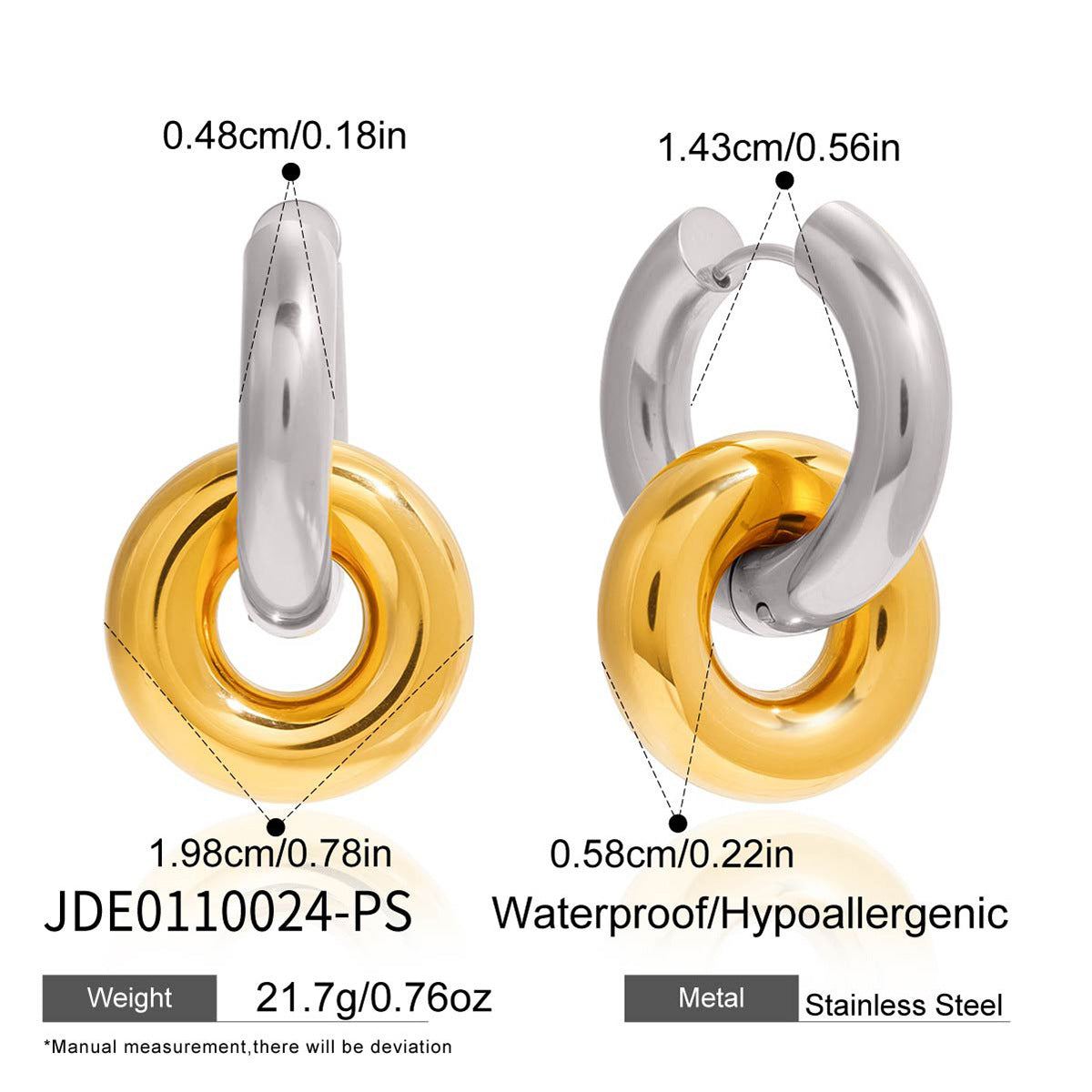 Gold Silver Interlocking Hoop Earrings - Minimalist Statement Jewelry for Women