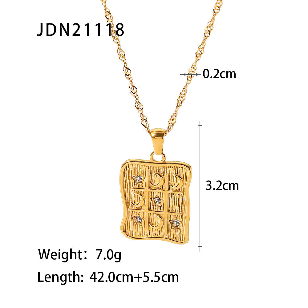18K Gold-Plated Celestial & Heart Pendant Necklaces Set | Mother-of-Pearl & Crystal-Accented Retro Mystic Jewelry | INS-Style Layered Dainty Necklaces for Women | Versatile Daily Wear & Party Layering Accessories